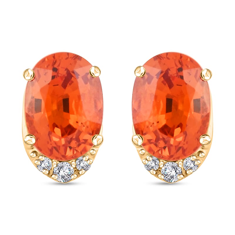 Luxoro AAA Songea Sapphire and I2 Diamond 2.20 ctw Stud Earrings in 10K Yellow Gold