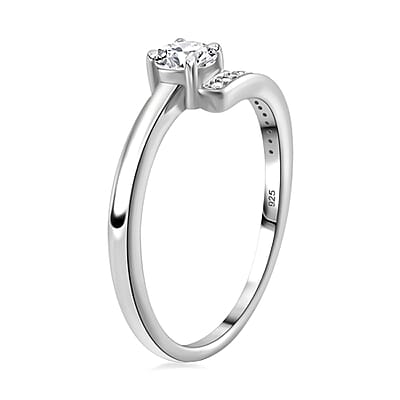 Moissanite 0.40 ctw Ring in Rhodium Over Sterling Silver (Size 11.5)