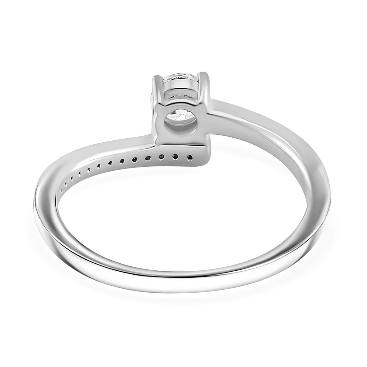 Moissanite 0.40 ctw Ring in Rhodium Over Sterling Silver (Size 11.5)