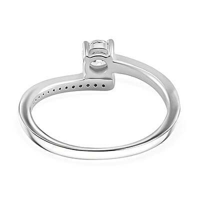 Moissanite 0.40 ctw Ring in Rhodium Over Sterling Silver (Size 11.5)