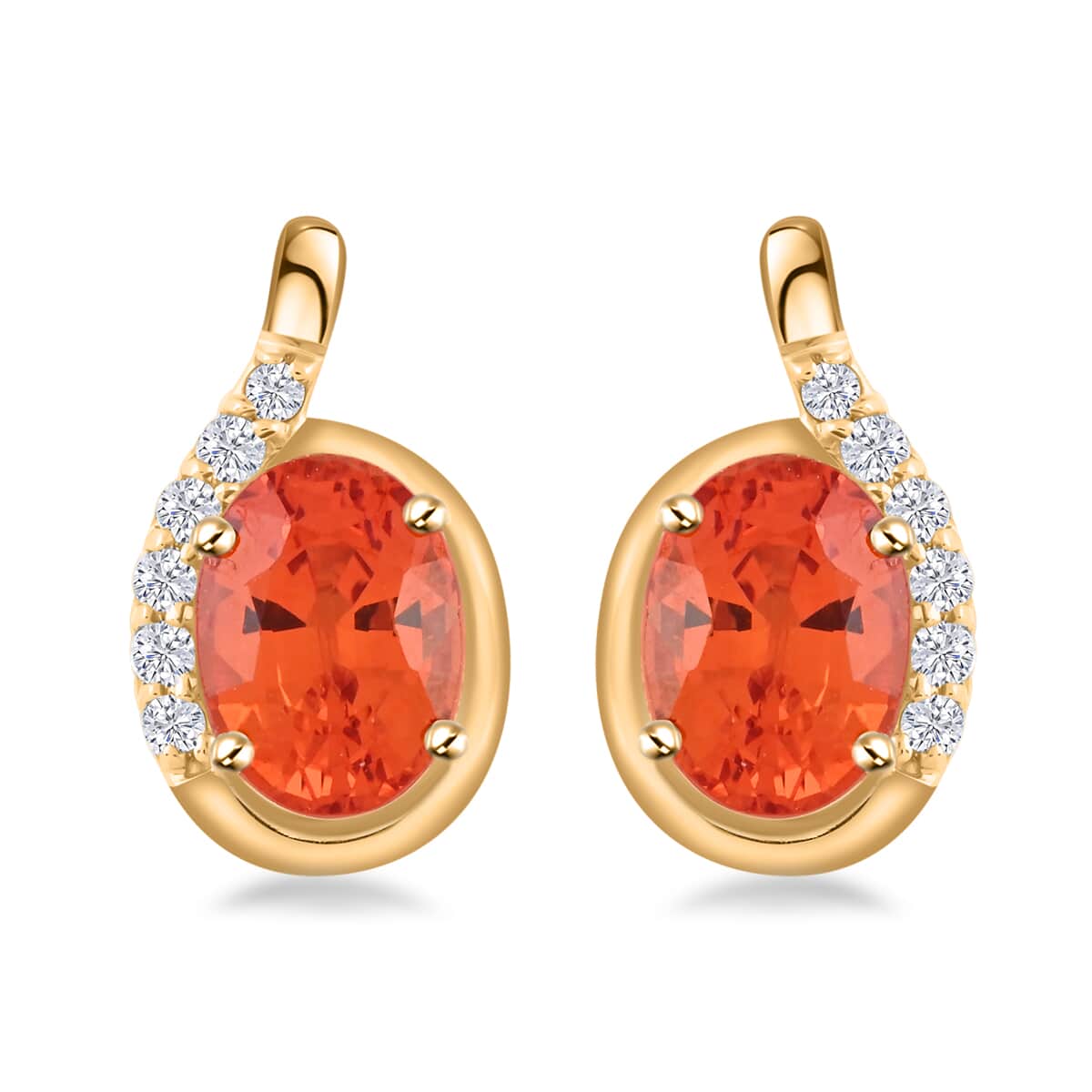 Luxoro AAA Red Sapphire and I2 Diamond 2.25 ctw Stud Earrings in 10K Yellow Gold  image number 0