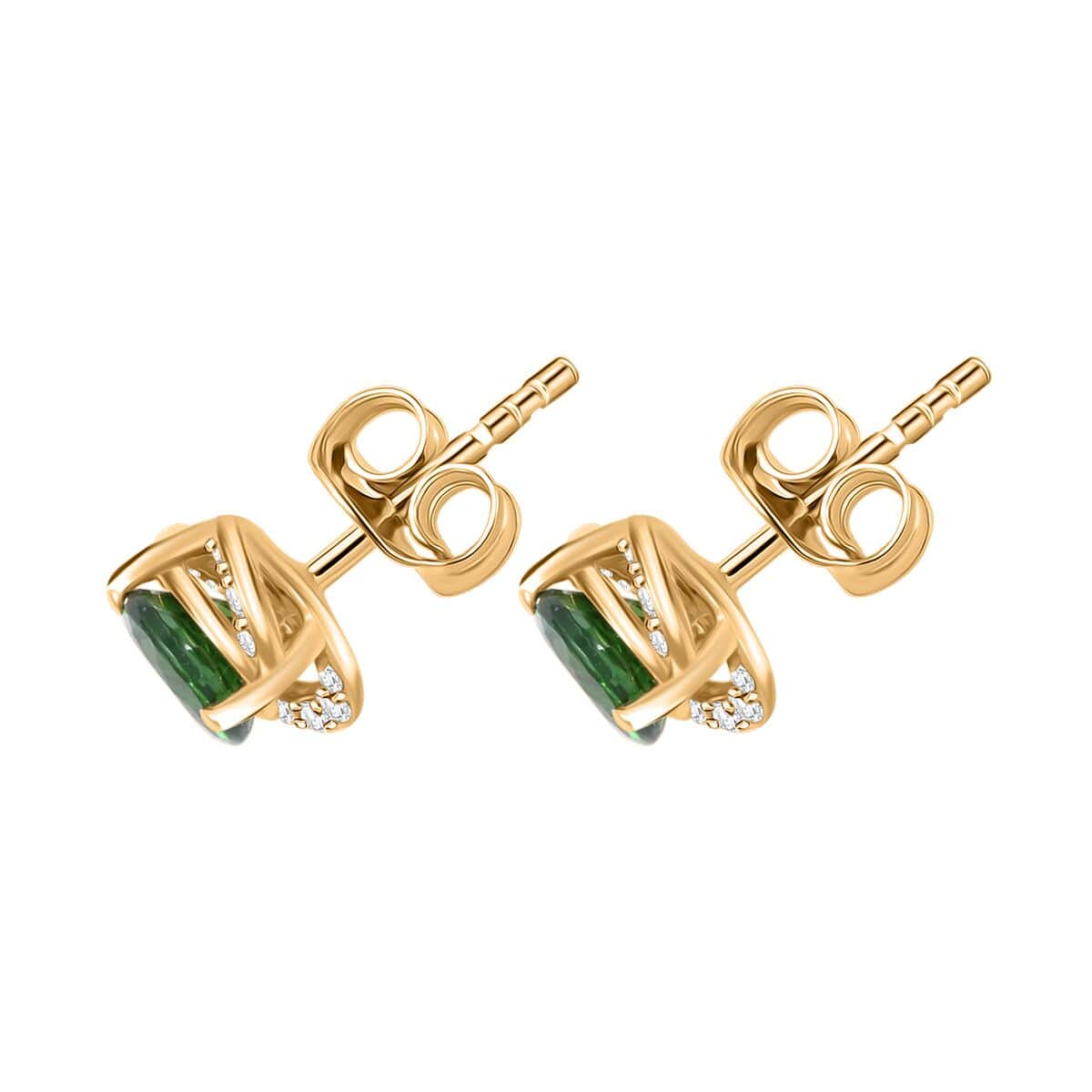 Certified & Appraised Luxoro 14K Yellow Gold AAA Tsavorite Garnet and I2 Diamond Earrings 1.30 ctw image number 3