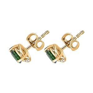 Certified & Appraised Luxoro 14K Yellow Gold AAA Tsavorite Garnet and I2 Diamond Earrings 1.30 ctw