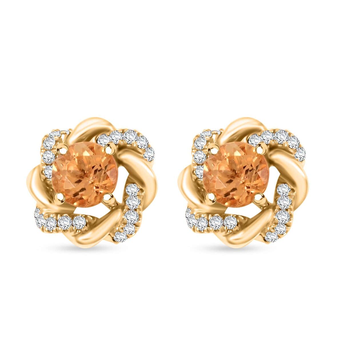 Certified & Appraised Luxoro 10K Yellow Gold AAA Imperial Topaz and I2 Diamond Earrings 1.35 ctw image number 0