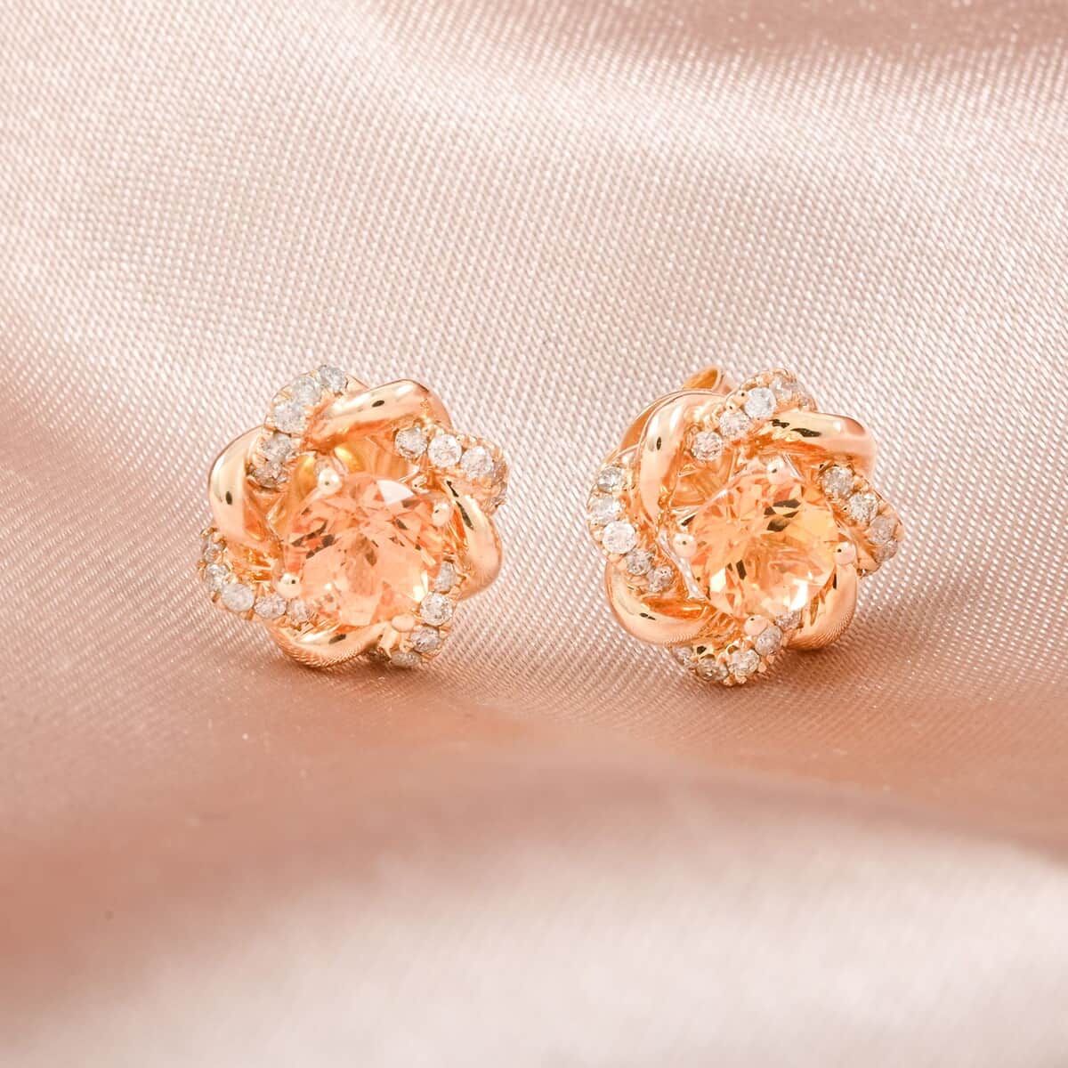 Certified & Appraised Luxoro 10K Yellow Gold AAA Imperial Topaz and I2 Diamond Earrings 1.35 ctw image number 1