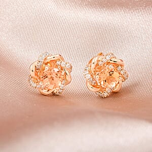 Certified & Appraised Luxoro 10K Yellow Gold AAA Imperial Topaz and I2 Diamond Earrings 1.35 ctw