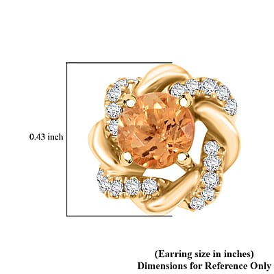 Certified & Appraised Luxoro 10K Yellow Gold AAA Imperial Topaz and I2 Diamond Earrings 1.35 ctw