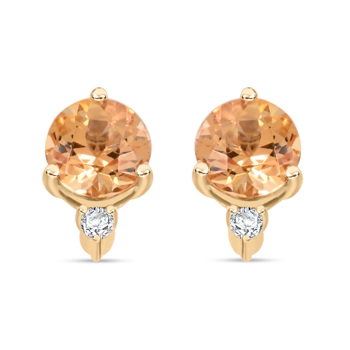 Certified & Appraised Luxoro 10K Yellow Gold AAA Imperial Topaz and I2 Diamond Earrings 1.20 ctw image number 0