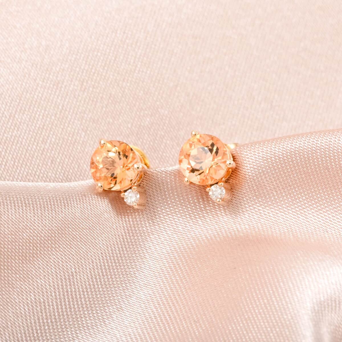 Certified & Appraised Luxoro 10K Yellow Gold AAA Imperial Topaz and I2 Diamond Earrings 1.20 ctw image number 1