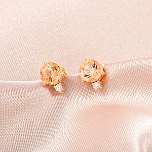 Certified & Appraised Luxoro 10K Yellow Gold AAA Imperial Topaz and I2 Diamond Earrings 1.20 ctw