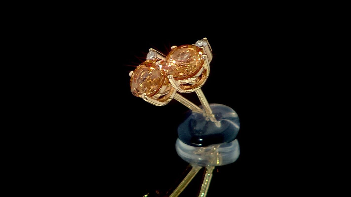 Certified & Appraised Luxoro 10K Yellow Gold AAA Imperial Topaz and I2 Diamond Earrings 1.20 ctw