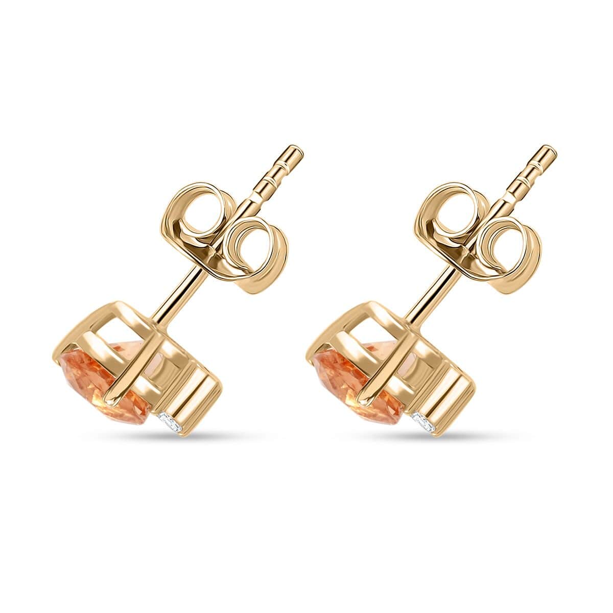 Certified & Appraised Luxoro 10K Yellow Gold AAA Imperial Topaz and I2 Diamond Earrings 1.20 ctw image number 3