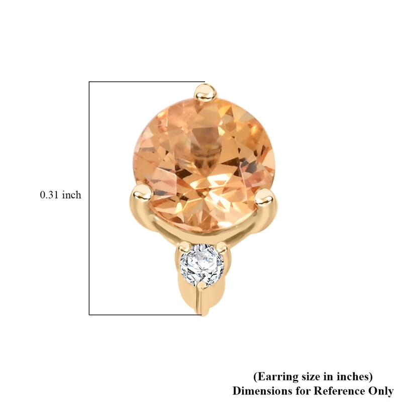 Certified & Appraised Luxoro 10K Yellow Gold AAA Imperial Topaz and I2 Diamond Earrings 1.20 ctw