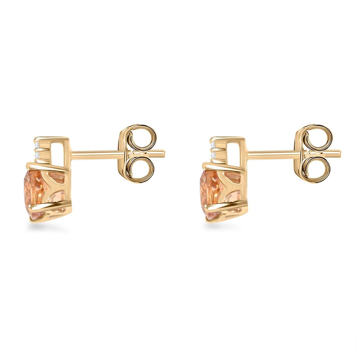 Certified & Appraised Luxoro 10K Yellow Gold AAA Imperial Topaz and I2 Diamond Earrings 1.60 ctw image number 3