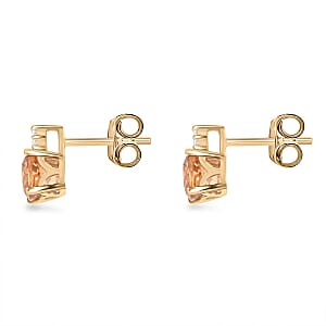 Certified & Appraised Luxoro 10K Yellow Gold AAA Imperial Topaz and I2 Diamond Earrings 1.60 ctw
