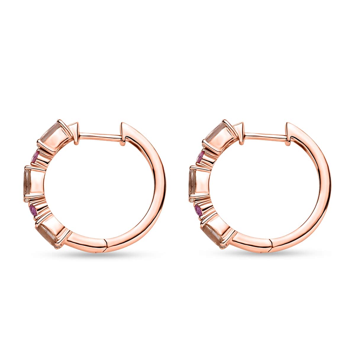 Premium Marropino Morganite and Madagascar Pink Sapphire 2.80 ctw Earrings in 18K Vermeil Rose Gold Over Sterling Silver image number 3