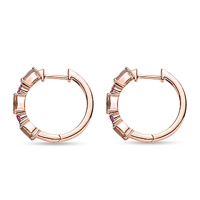 D'Joy Premium Marropino Morganite and Madagascar Pink Sapphire 2.80 ctw Earrings in 18K Vermeil Rose Gold Over Sterling Silver