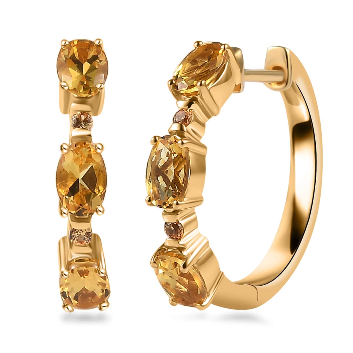 Premium Brazilian Heliodor and Madagascar Yellow Sapphire 2.60 ctw Earrings in 18K Vermeil Yellow Gold Over Sterling Silver image number 0