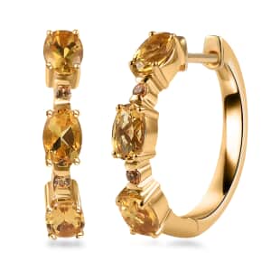 Premium Brazilian Heliodor and Madagascar Yellow Sapphire 2.60 ctw Earrings in 18K Vermeil Yellow Gold Over Sterling Silver