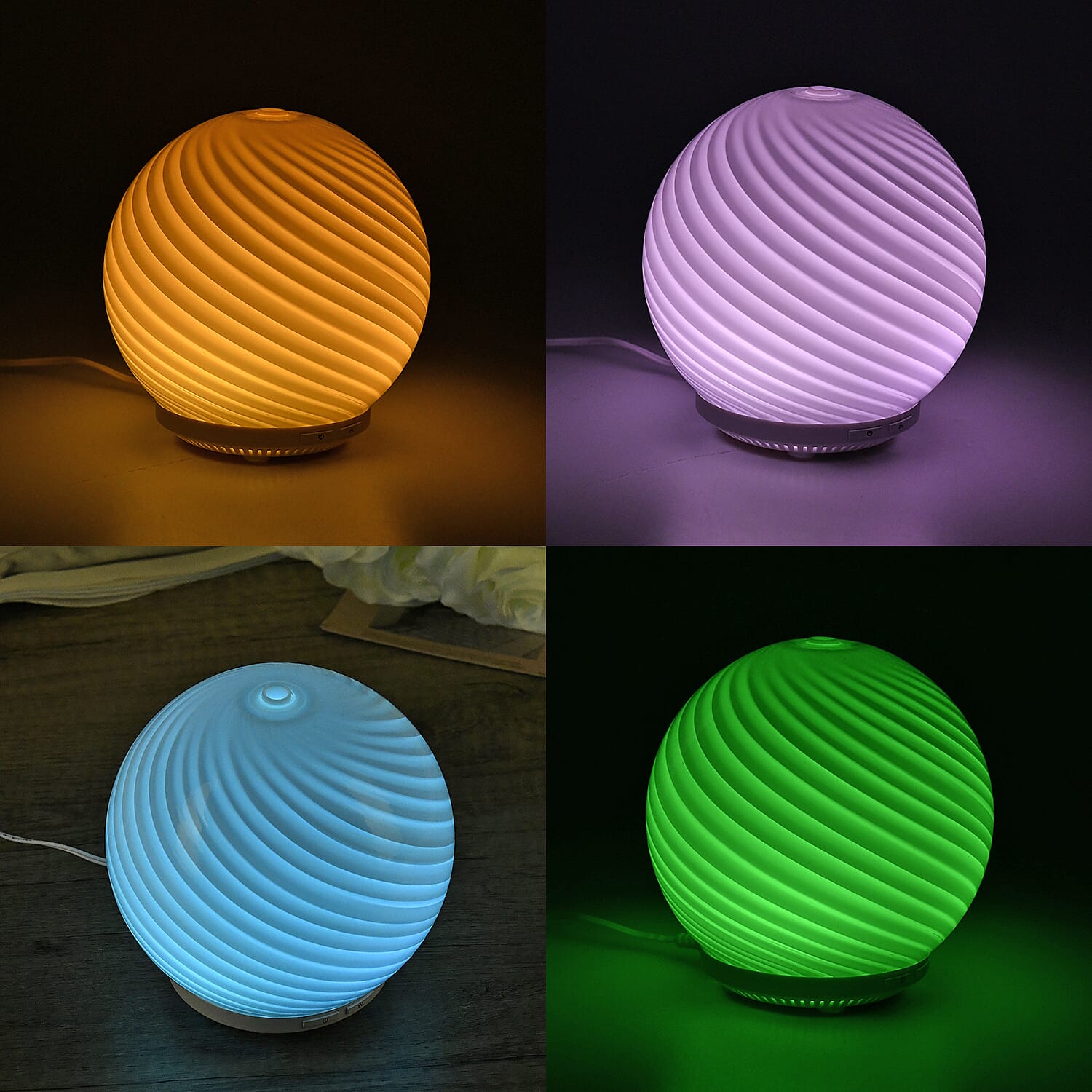Spherical Essential Oil Diffuser with LED Color Mood Lights, Aromatherapy, and 10 Essential Oils (5W, 120ml)