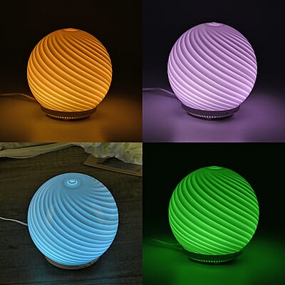 Spherical Essential Oil Diffuser with LED Color Mood Lights, Aromatherapy, and 10 Essential Oils (5W, 120ml)
