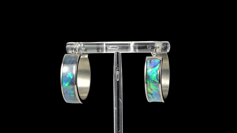 White Mother of Pearl J-Hook Earrings in Stainless Steel