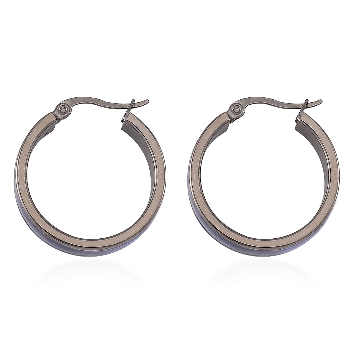 Abalone Shell J-Hook Earrings in ION Plated Black Stainless Steel