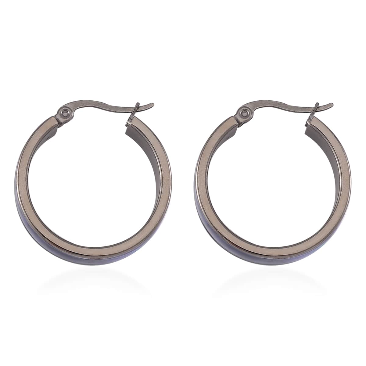 Abalone Shell J-Hook Earrings in ION Plated Black Stainless Steel image number 3