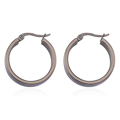 Abalone Shell J-Hook Earrings in ION Plated Black Stainless Steel