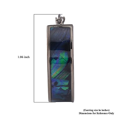 Abalone Shell J-Hook Earrings in ION Plated Black Stainless Steel