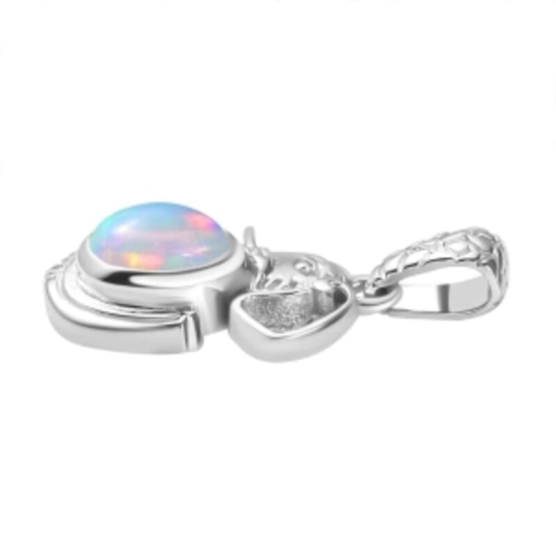Ethiopian Welo Opal 0.50 ctw Fancy Pendant in Rhodium Over Sterling Silver