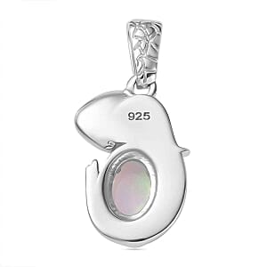 Ethiopian Welo Opal 0.50 ctw Fancy Pendant in Rhodium Over Sterling Silver
