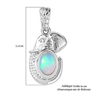 Ethiopian Welo Opal 0.50 ctw Fancy Pendant in Rhodium Over Sterling Silver