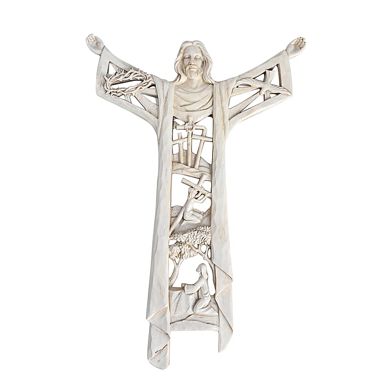 Decorative Jesus Christ Carved Wall Hanging Cross