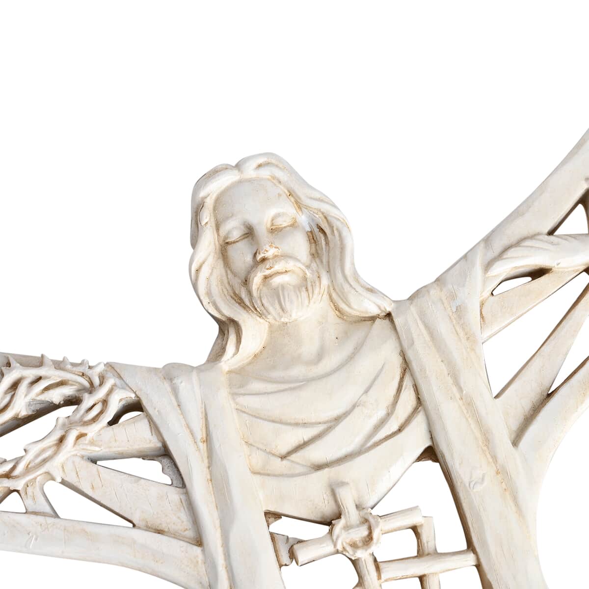 Decorative Jesus Christ Carved Wall Hanging Cross (10.2") image number 2