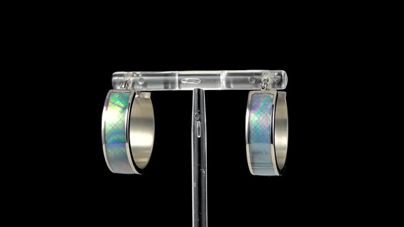 White Mother of Pearl J-Hook Earrings in Stainless Steel