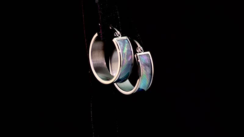 White Mother of Pearl J-Hook Earrings in Stainless Steel