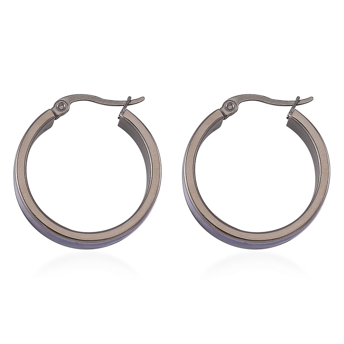 Black Mother of Pearl J-Hook Earrings in Stainless Steel