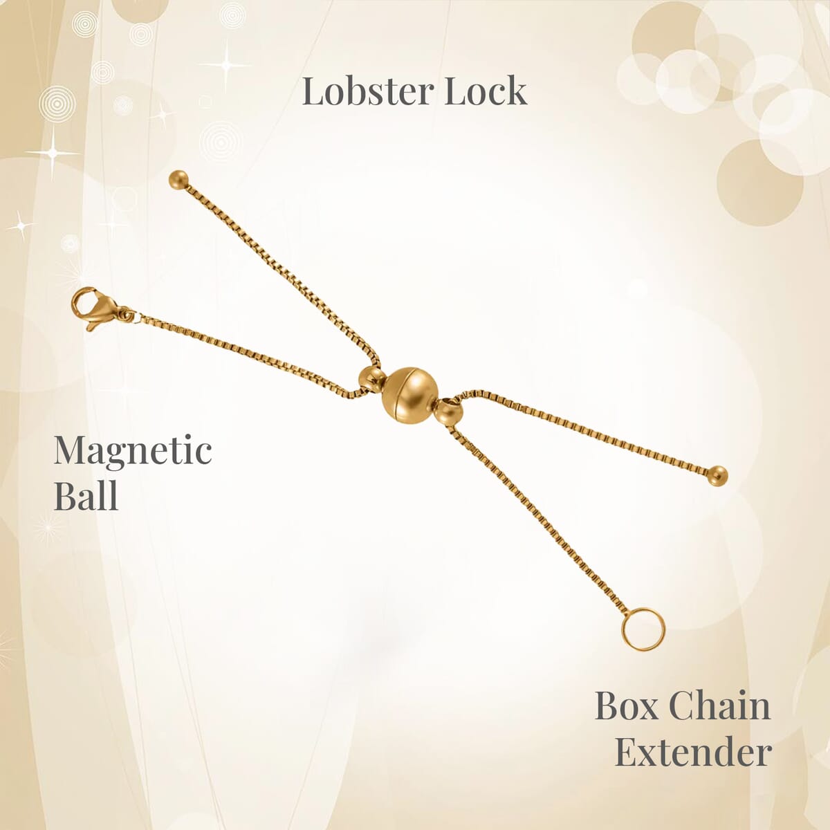 ION Plated YG Stainless Steel 1.2mm Box Chain 3Inch with 8mm Magnetic Lock and Lobster Lock image number 3