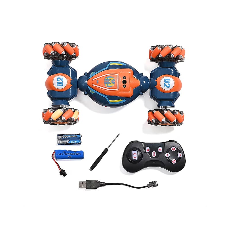 Orange 4 Wheel Light and Musical Stunt Car with Remote Control (25km/H Maximum Speed) (Charge for 2 Hours, 3.7V 500mAH Lithium Battery)