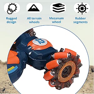 Orange 4 Wheel Light and Musical Stunt Car with Remote Control (25km/H Maximum Speed) (Charge for 2 Hours, 3.7V 500mAH Lithium Battery)