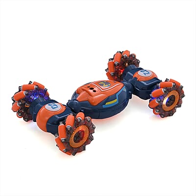 Orange 4 Wheel Light and Musical Stunt Car with Remote Control (25km/H Maximum Speed) (Charge for 2 Hours, 3.7V 500mAH Lithium Battery)