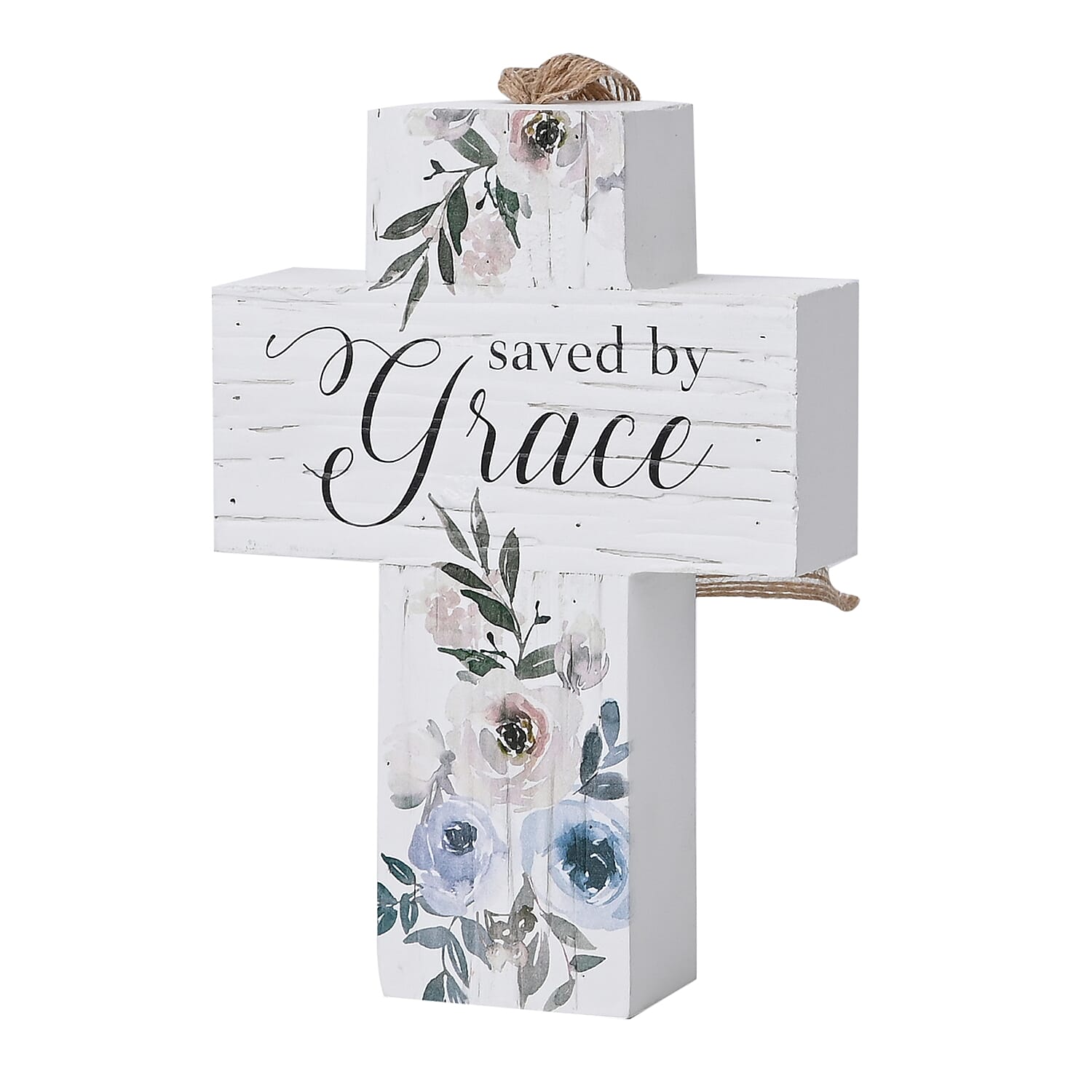 Wooden Cross Saved by Grace Hanging Ornament