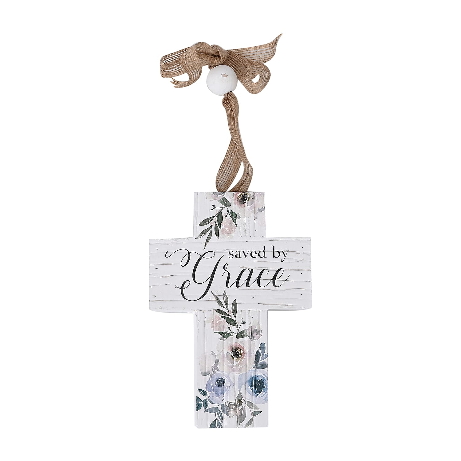 Wooden Cross Saved by Grace Hanging Ornament