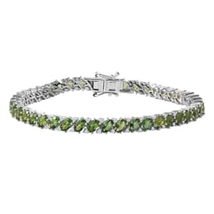 Madagascar Green Apatite and White Zircon Bracelet in Platinum Over Sterling Silver (7.25 In) 11.00 ctw