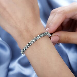 D'Joy Madagascar Green Apatite and White Zircon Bracelet in Platinum Over Sterling Silver (7.25 In) 11.00 ctw
