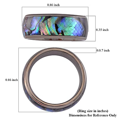 Abalone Shell Band Ring in ION Plated Black Stainless Steel (Size 6.0)