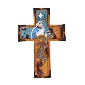 Decorative Mother Mary and Jesus Christ Wall Hanging Cross