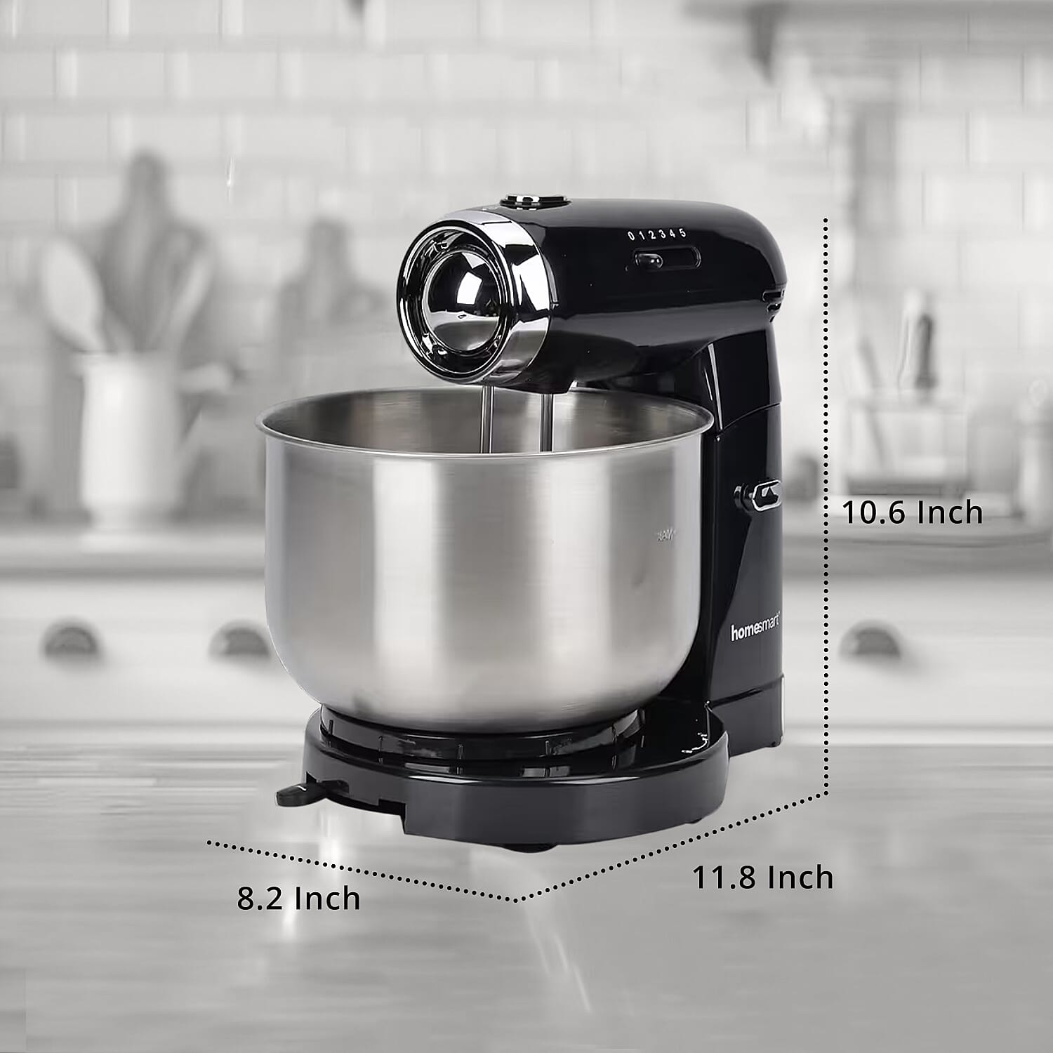 Homesmart Multi-purpose 3.5L Stand Mixer with 2pcs Beaters and 2pcs Hooks- Black