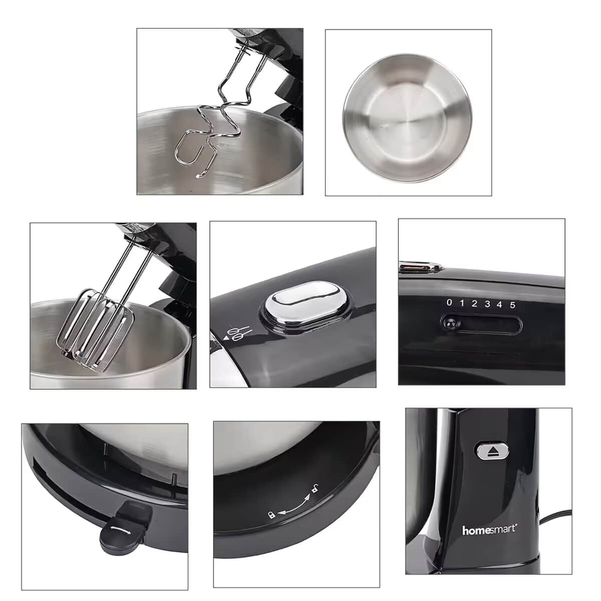 Doorbuster Homesmart Black Multi-purpose 3.5L Stand Mixer with 2pcs Beaters and 2pcs Hooks image number 8